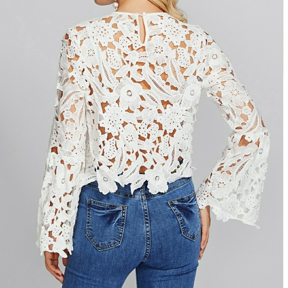 ⬇️VIVA | Hollow Out Flower Lace Top - Picture 7 of 8